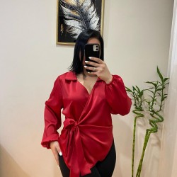 Saten Bağlamalı Gömlek