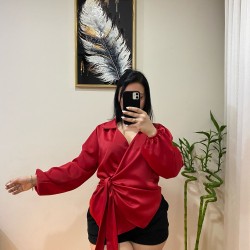 Saten Bağlamalı Gömlek