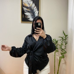 Saten Bağlamalı Gömlek