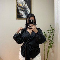 Saten Bağlamalı Gömlek