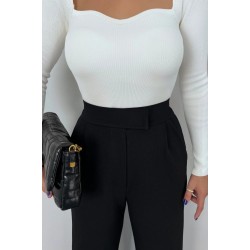 Likralı Cırt Kapama Siyah Krep Pantolon